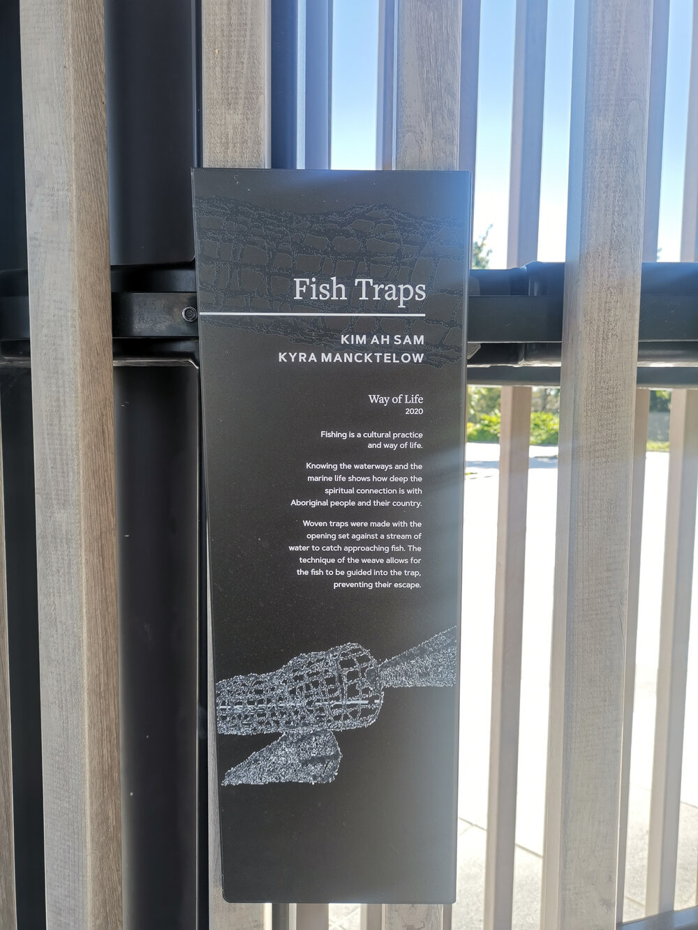 Nicholas Street Precinct at Tulmur Place, Fish Traps interpretive sign, 2021