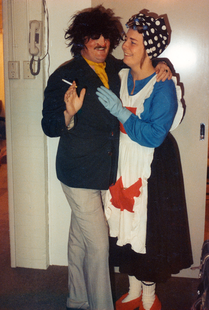 Scene from 'The Real Inspector Hound'  [by] Tom Stoppard, performed by Ipswich Little Theatre, Ipswich, 1976