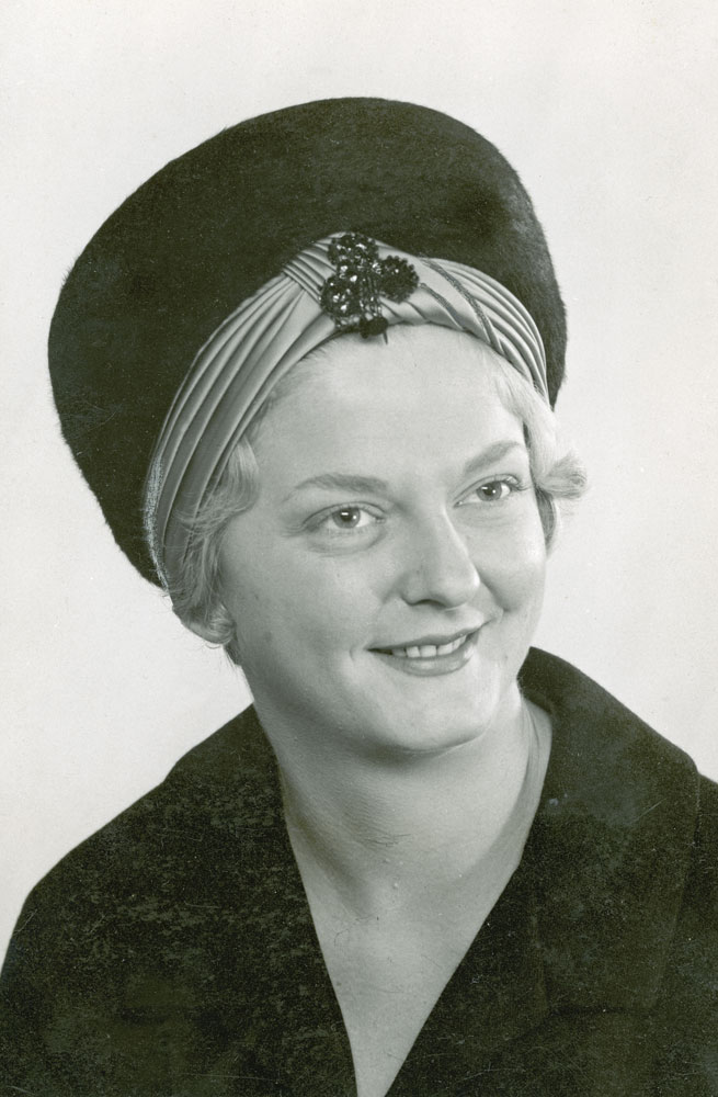 Beverley Hitchcock modelling hats for Cribb &amp; Foote, Ipswich, early 1960s
