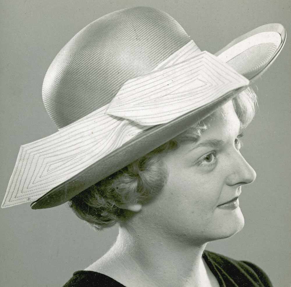 Beverley Hitchcock modelling hats for Cribb &amp; Foote, Ipswich, early 1960s