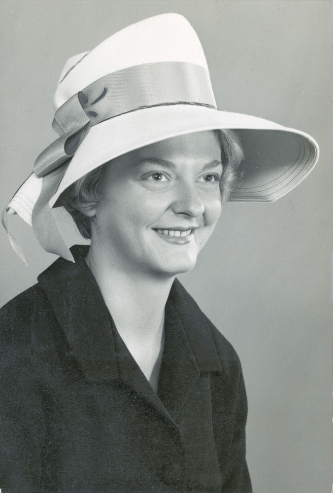 Beverley Hitchcock modelling hats for Cribb &amp; Foote, Ipswich,  early 1960s