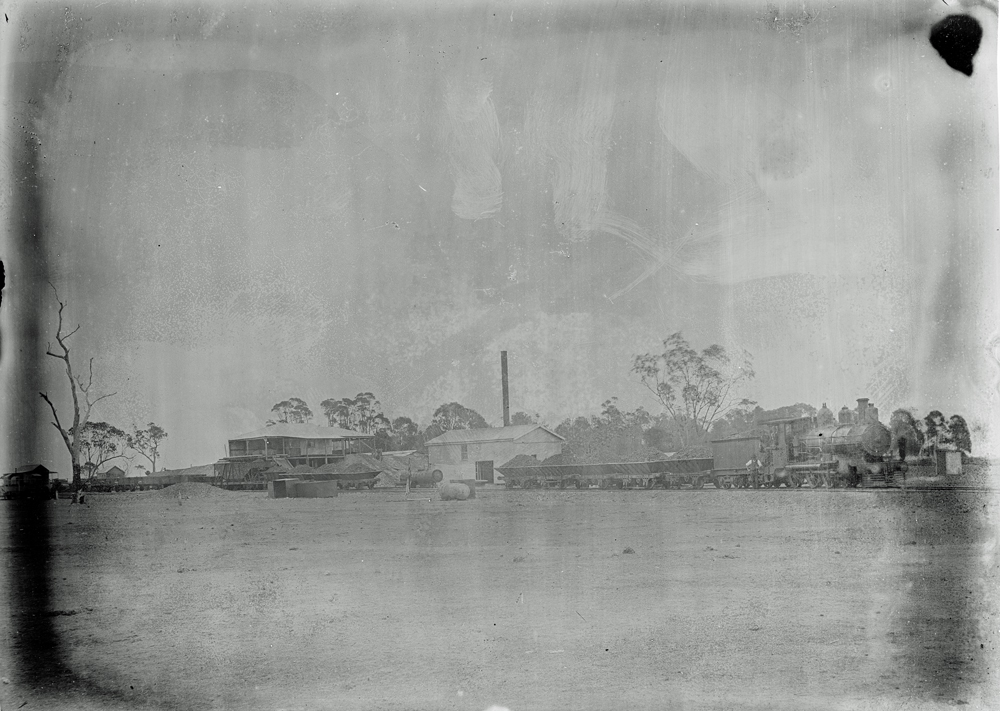 Rail siding and water tanks, location unknown, c.1900