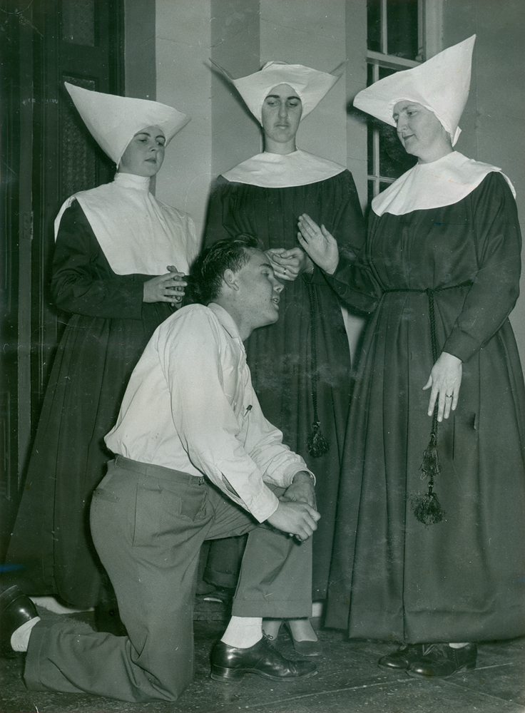 Scene from 'Bonaventure'  [by] Charlotte Hastings, performed by Ipswich Little Theatre, Ipswich, 1958
