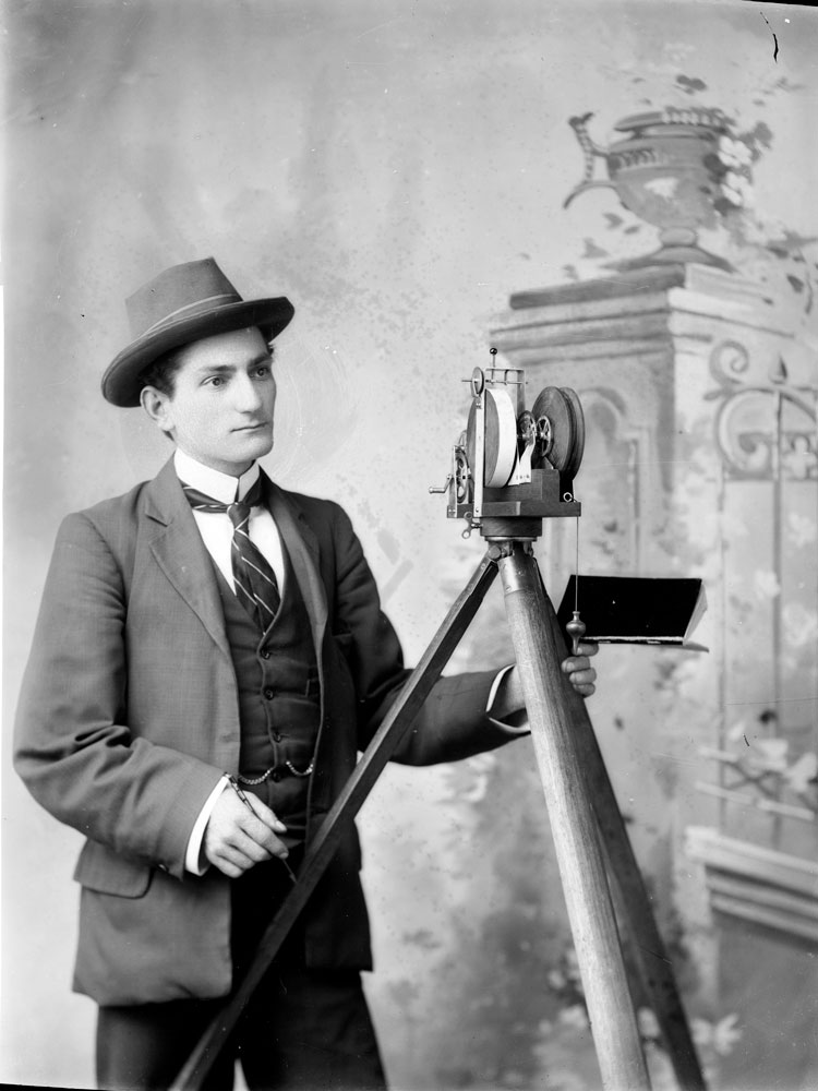 Martin William (Will) Haenke, with Theodolite. I.X.L. Studios, Ipswich, c.1900