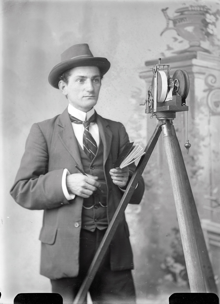Martin William (Will) Haenke, with Theodolite. I.X.L. Studios, Ipswich, c.1900