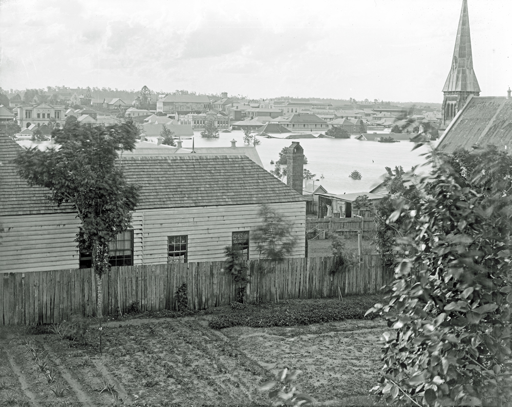 Flood waters from the North Australia Club, near 9 South Street, Ipswich, 1893