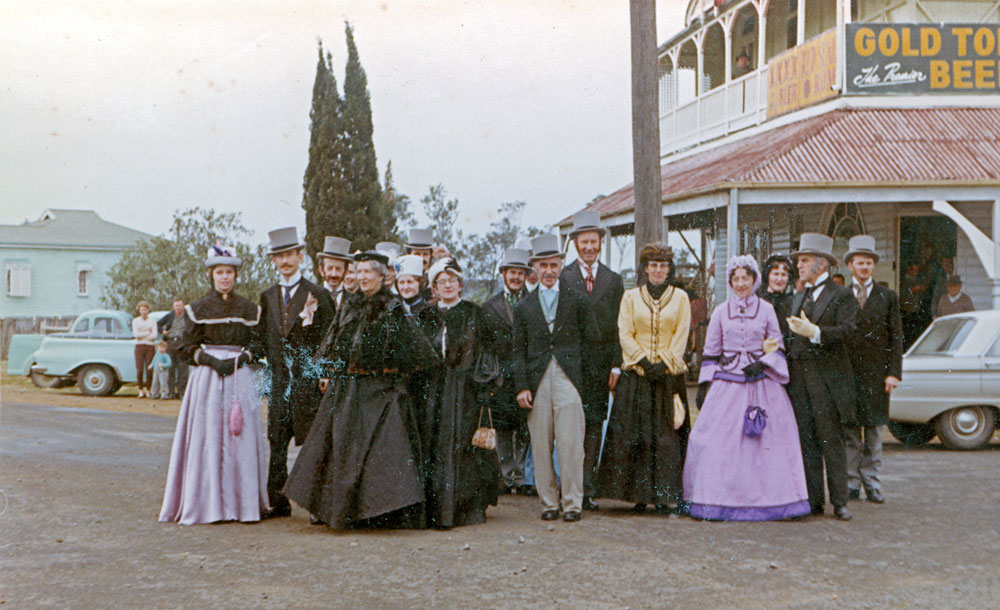 Ipswich Little Theatre re-enactment of the first rail journey from Ipswich to Bigge's Camp, Rosewood, Ipswich,1965