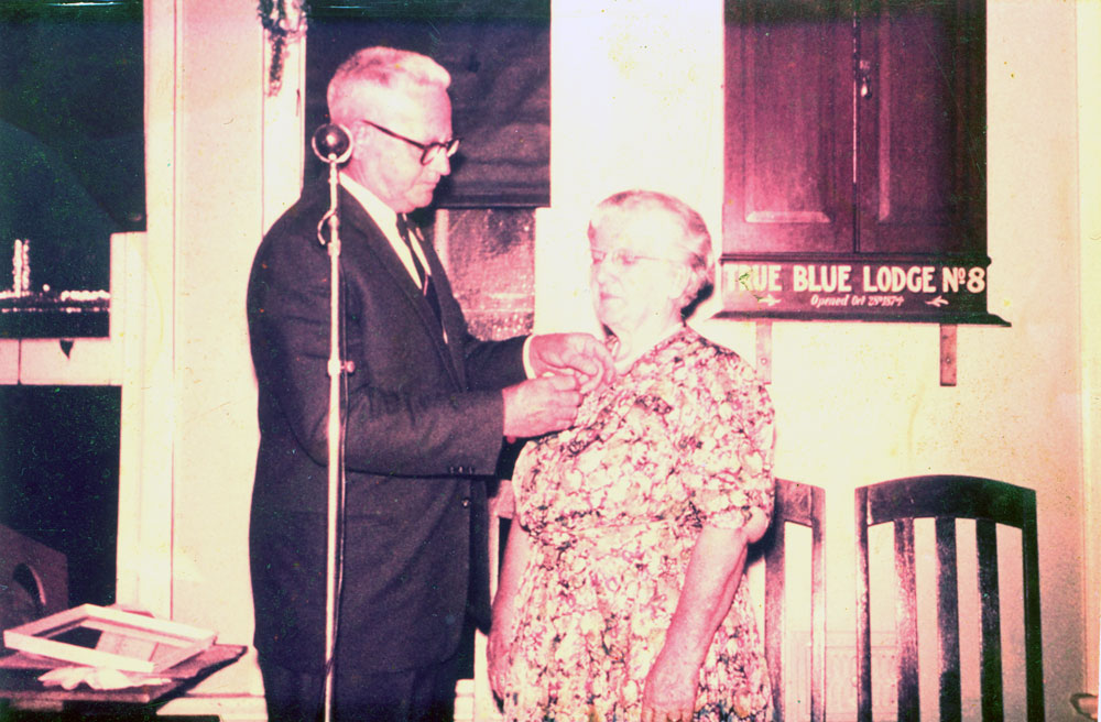Sarah Thorn being presented with RSL Gold Medal for service, Ipswich, 1972