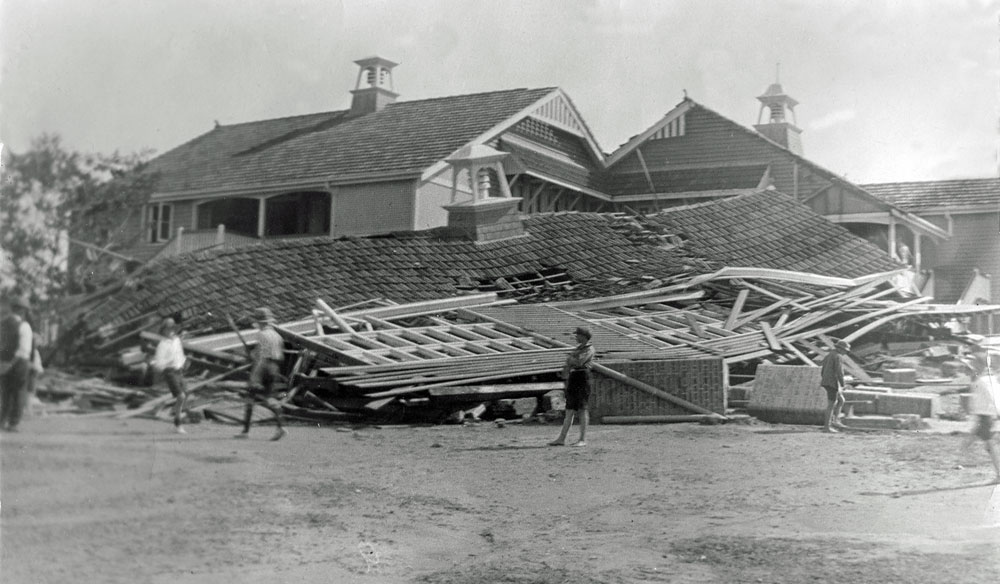 Aftermath of storm at Blair State School, Ipswich, 1930