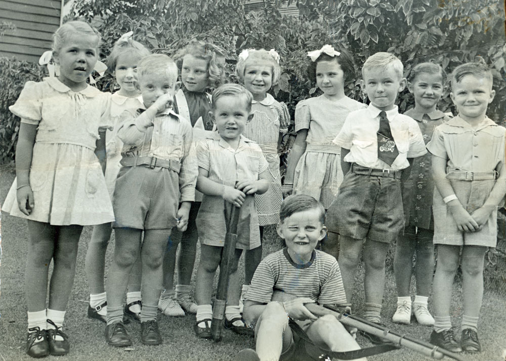 Unidentified group of children, at birthday party, Ipswich, 1948