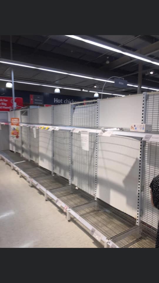 Empty supermarket shelves, Ipswich, 2020