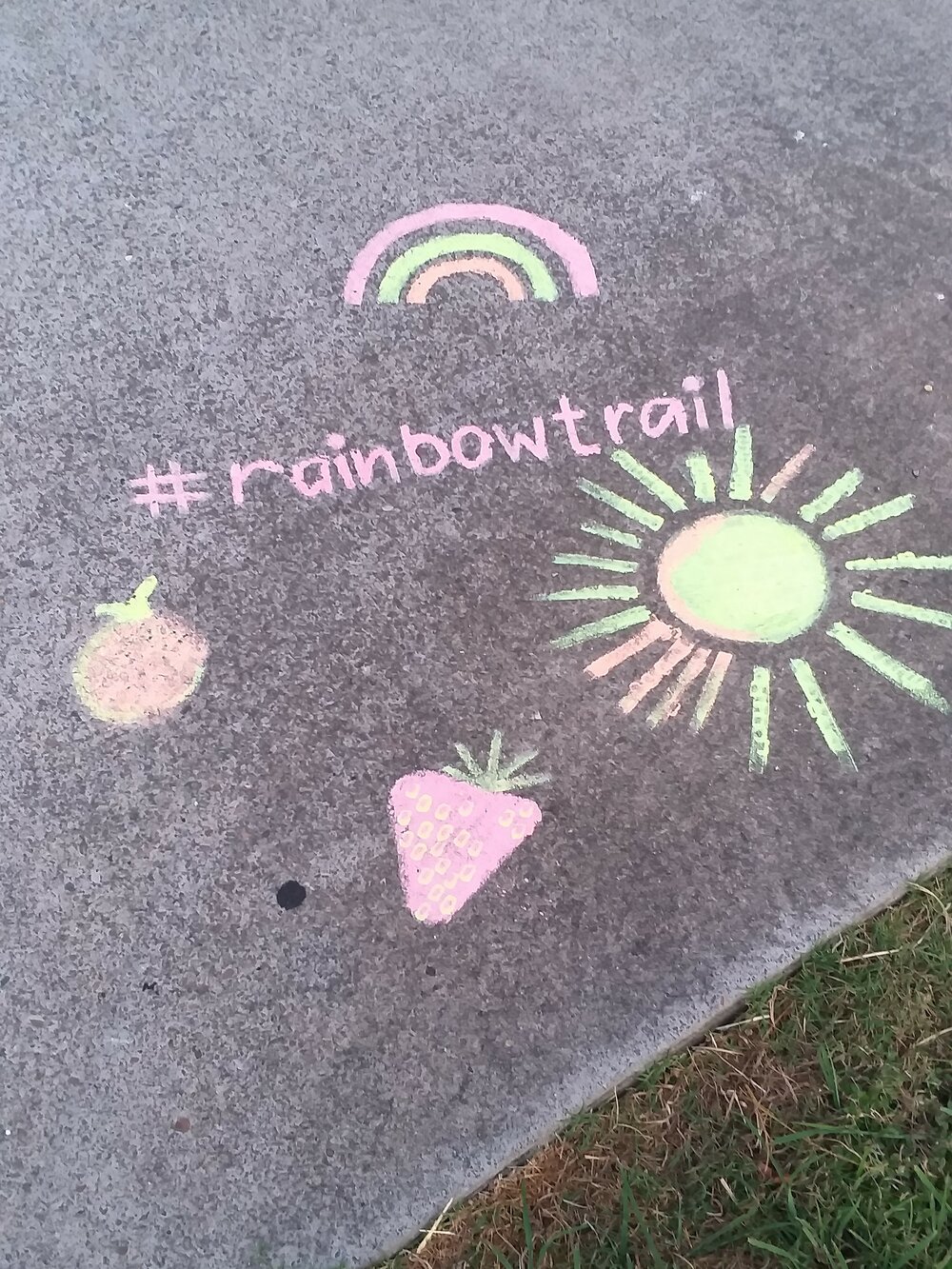 Chalk drawings on a footpath, first Covid-19 lockdown, Ipswich, 2020