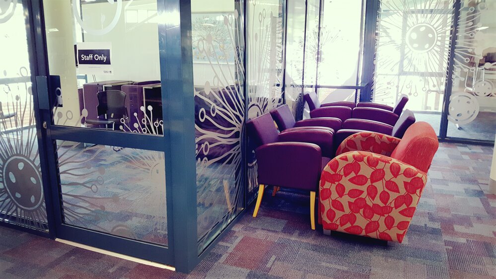 Seating removed and meeting rooms closed, Ipswich Libraries, May 2020