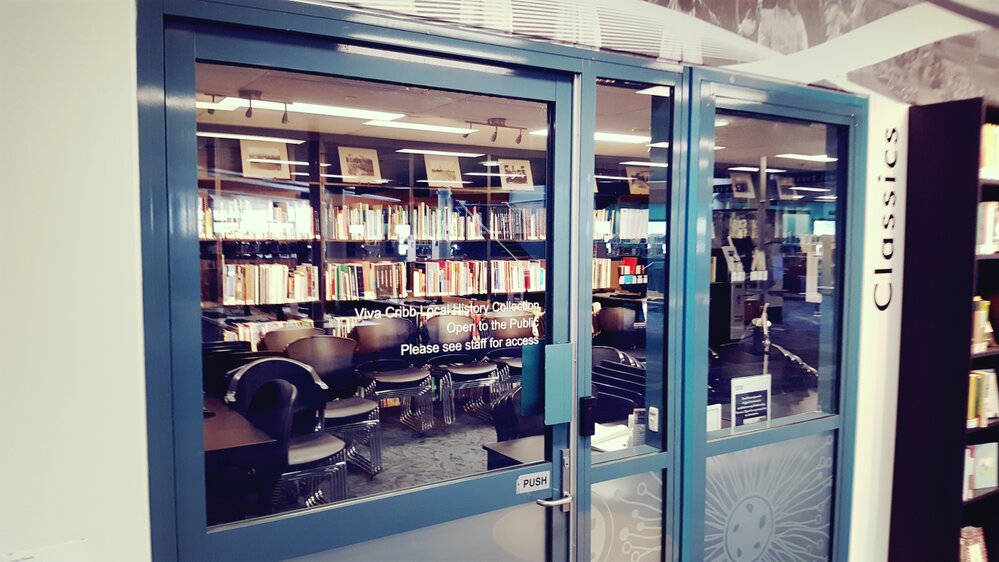 Seating removed and Local History Room closed, Ipswich Libraries, May 2020