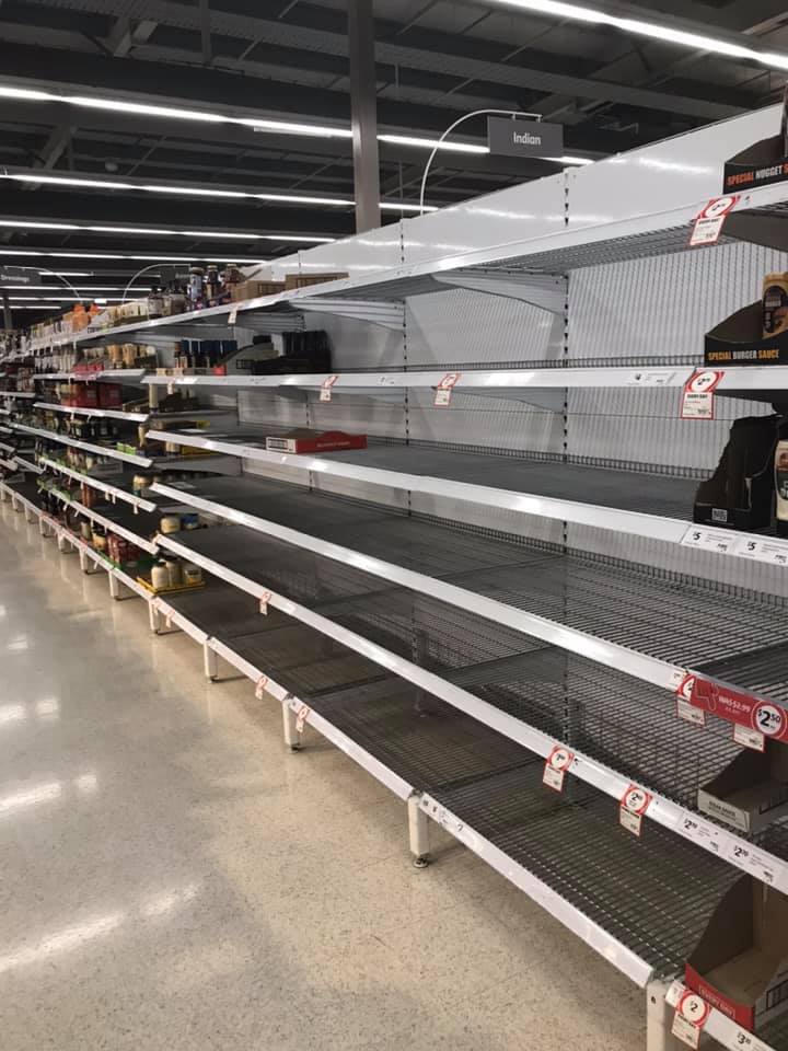 Empty supermarket shelves, Ipswich, 2020