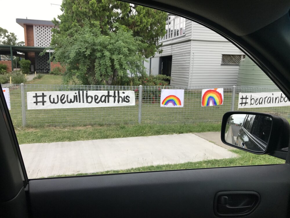 Positive Messages on the fence of Rosewood State School, during the Covid-19 Pandemic lockdowns, Rosewood, Ipswich, 2020 
