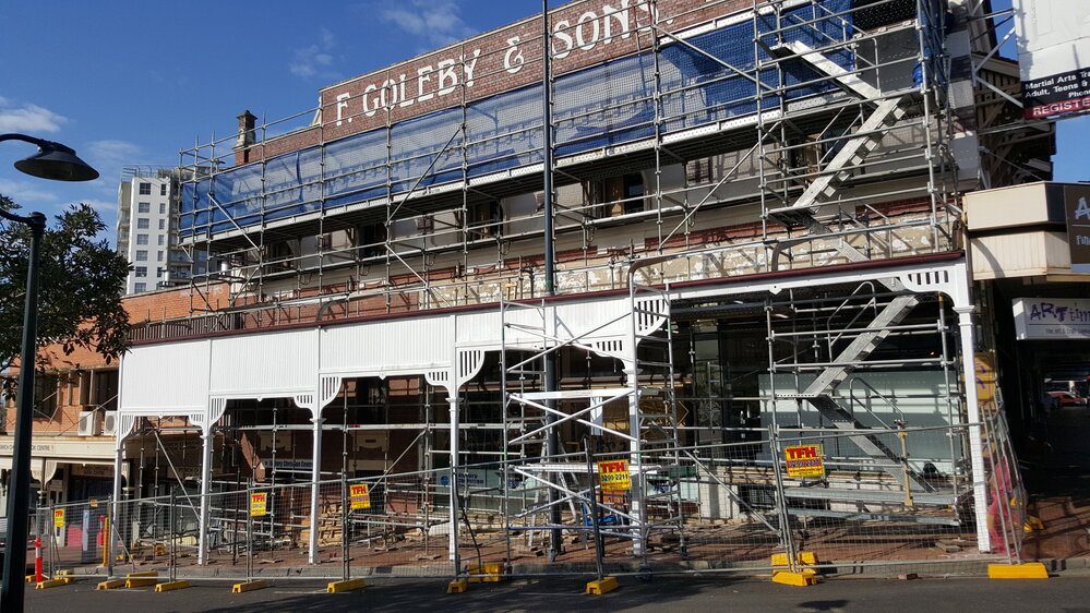 Goleby House West Street facade during restoration