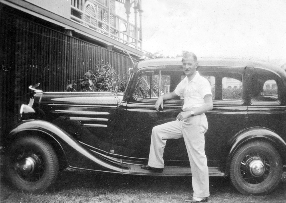 Frederick Johnson at 'Cremona' on Chermside Road, Ipswich, 1940s