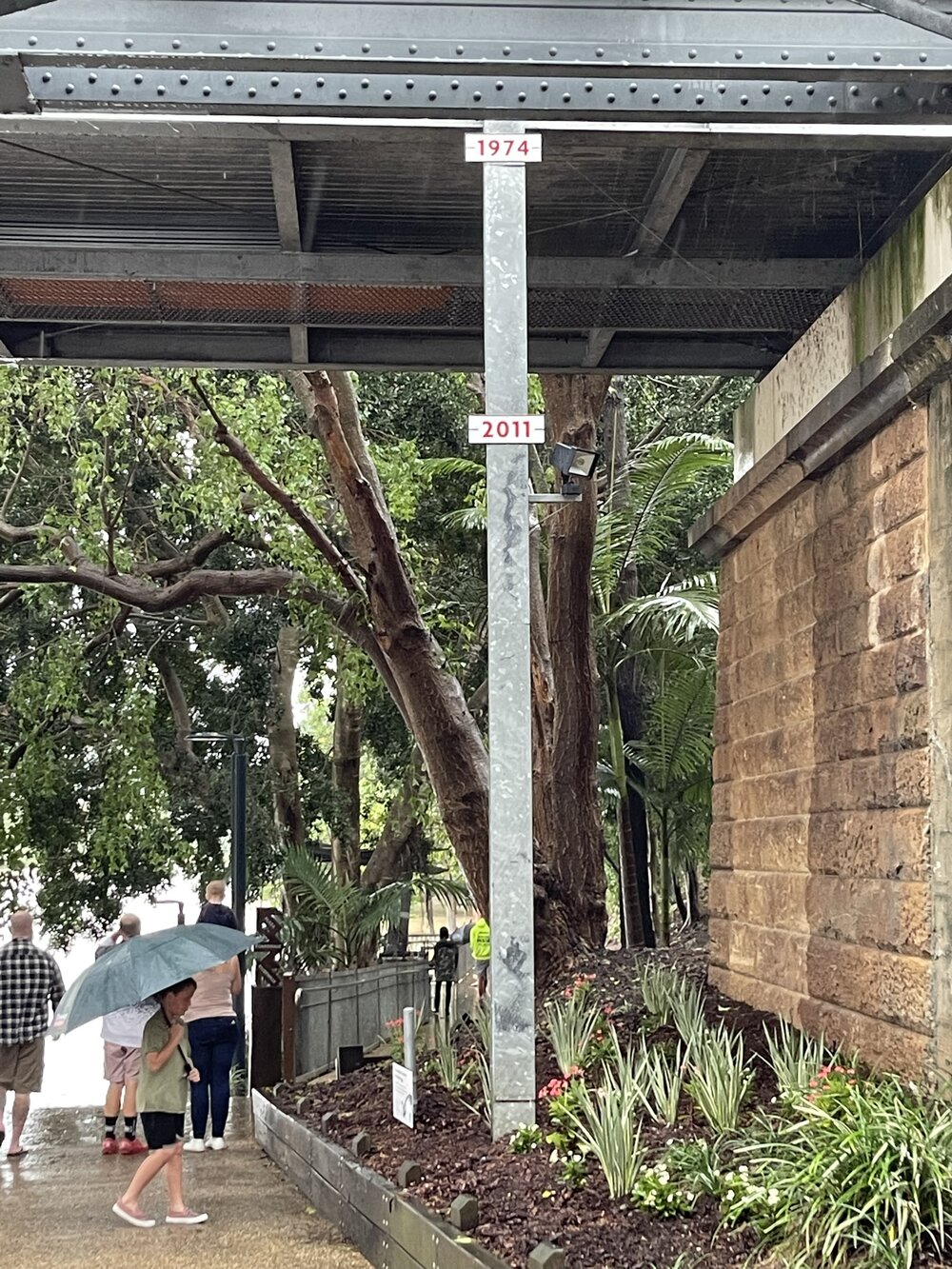 Flood Markers under the Bremer River Railway Bridge, Ipswich, February 2022
