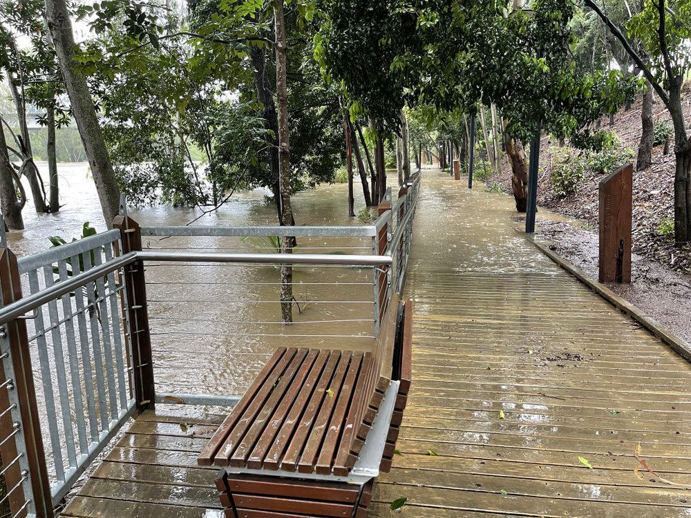 Flooding at Riverheart Parklands, Ipswich, February 2022