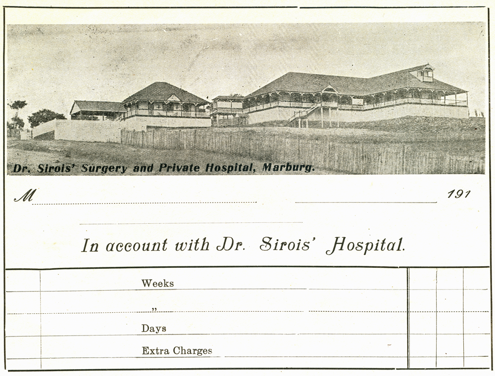 Marburg Private Hospital, Ipswich, invoice, 1912