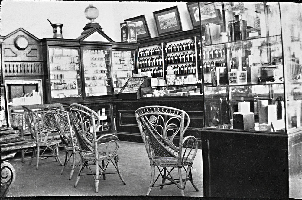 Interior of Cribb and Foote's London Pharmacy Ipswich, 1910s