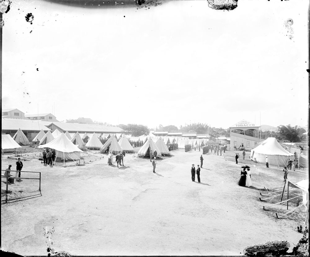 Queensland Mounted Infantry Contingents, Royal Exhibition Grounds, Greggory Terrace, Brisbane, 1900