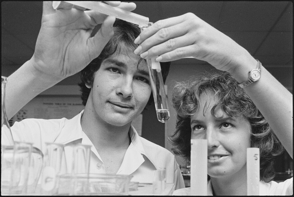 Bundamba State High School chemistry students, Bundamba, October 1980