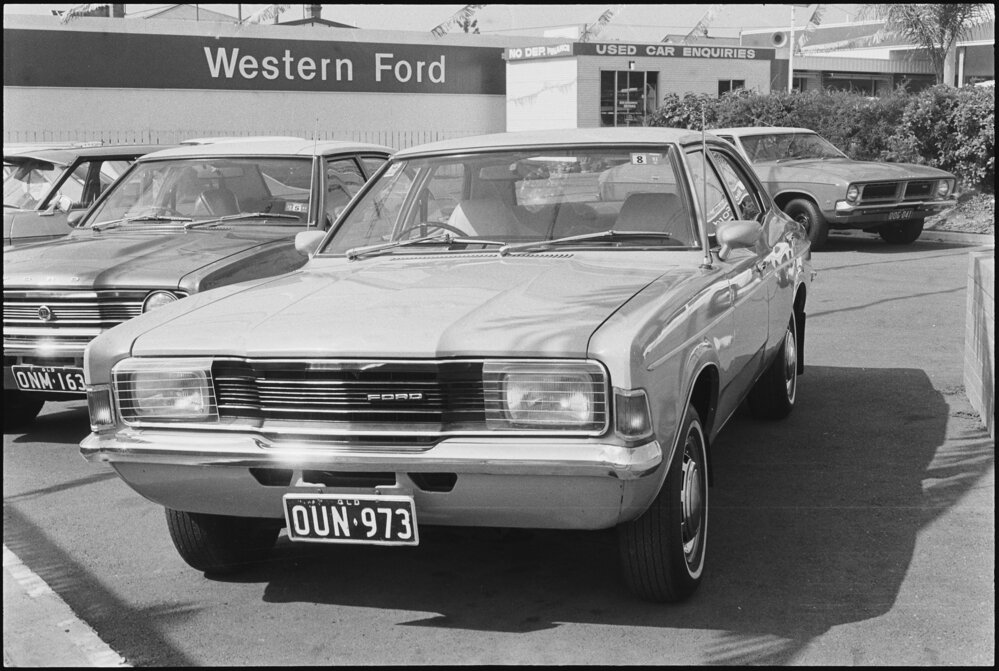 Ford TD Cortina XL (1973-1976), car advertisement for Western Ford, Ipswich, October 1980