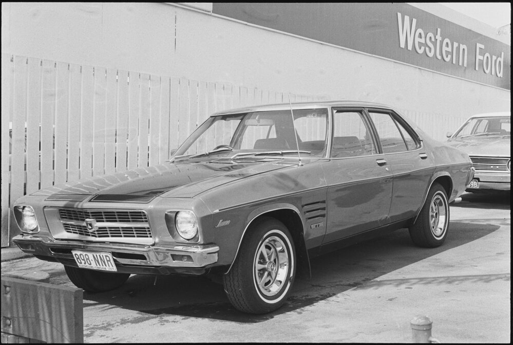Holden HQ Monaro GTS 4-Door Sedan (1973-1974), car advertisement for Western Ford, Ipswich, October 1980