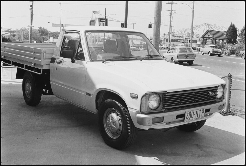 Toyota Hilux ute photographed for ads appearing in The Queensland Times, Ipswich, October 1980