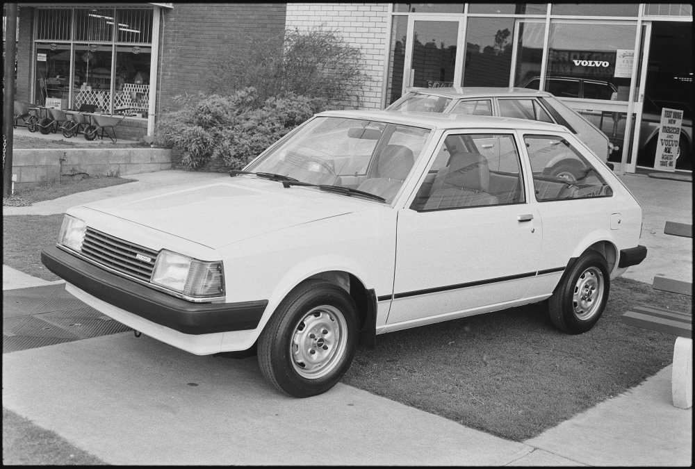 Mazda 323, car advertisement thought to be for Ipswich Mazda, Bundamba, October 1980