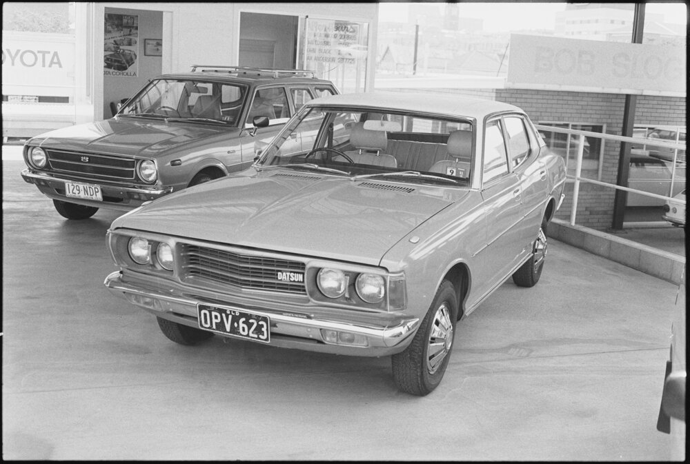 Datsun 180B (1975-1977) and Toyota Corolla Wagon, car advertisement appearing in The Queensland Times, Ipswich, October 1980