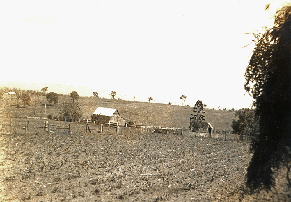 Frontyard of farm near Rosewood, Ipswich, 1945