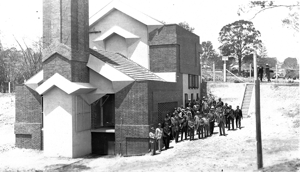 Group of men at the opening of the Incinerator, Ipswich, 1936
