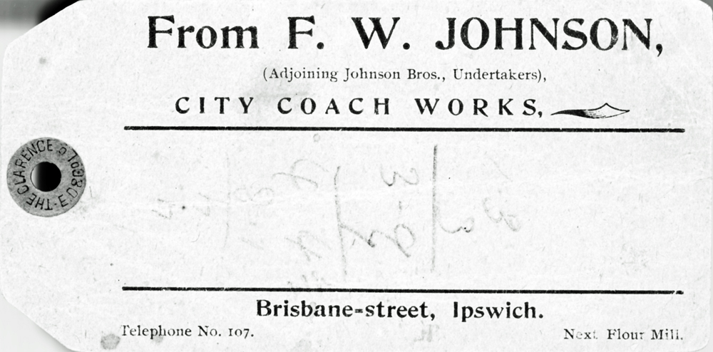 Delivery docket of F. W. Johnson Coach Works, Ipswich, early 1920s