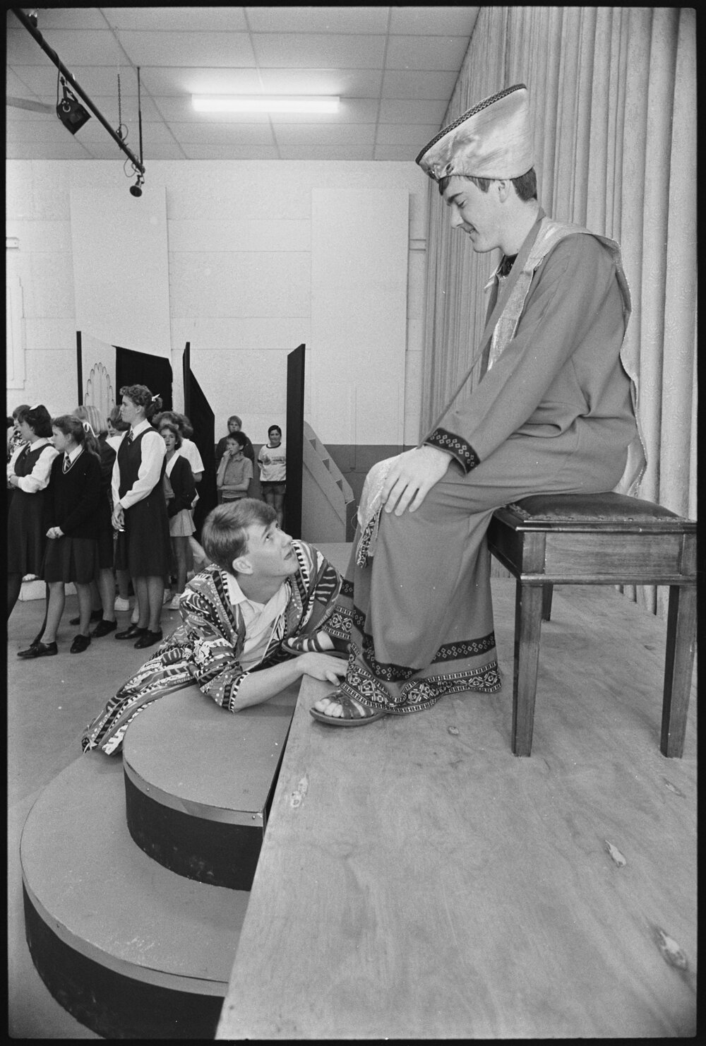 Thought to be rehearsals for a play by students of Ipswich Girls' Grammar School and Ipswich Grammar School, Ipswich, September 1987