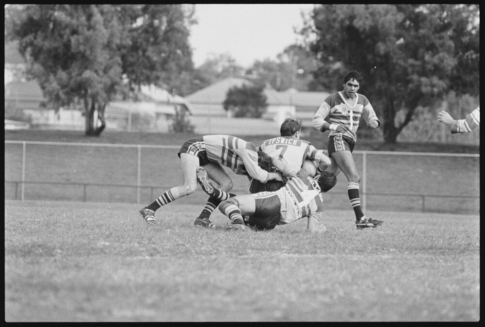 Football match, North Ipswich Reserve, possibly Ipswich Jets, North Ipswich, September 1987