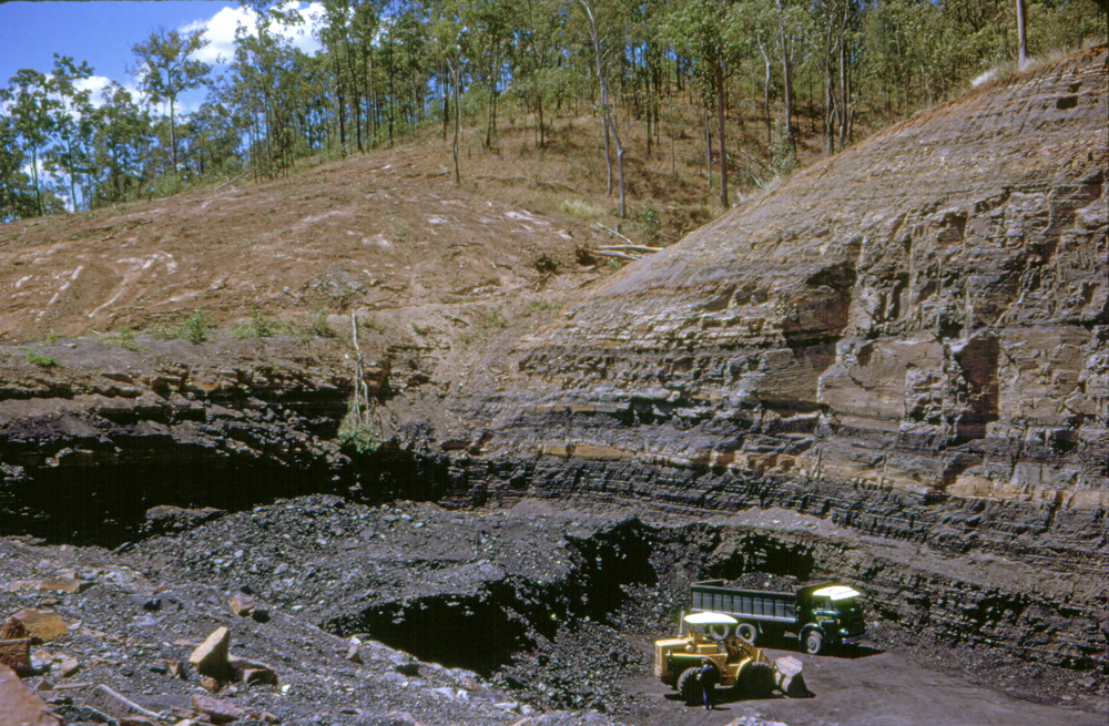 Open cut mine workings at Rhondda Mine, Bundamba, Ipswich, c.1970