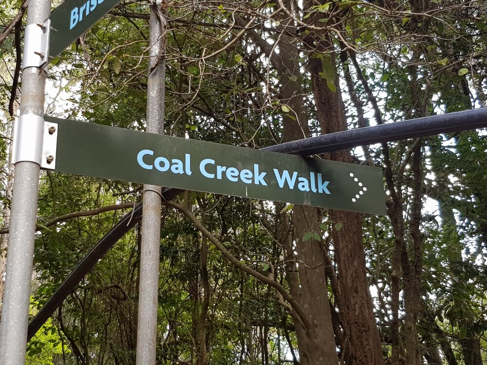 Kholo Gardens - Coal Creek Walk sign, 2019