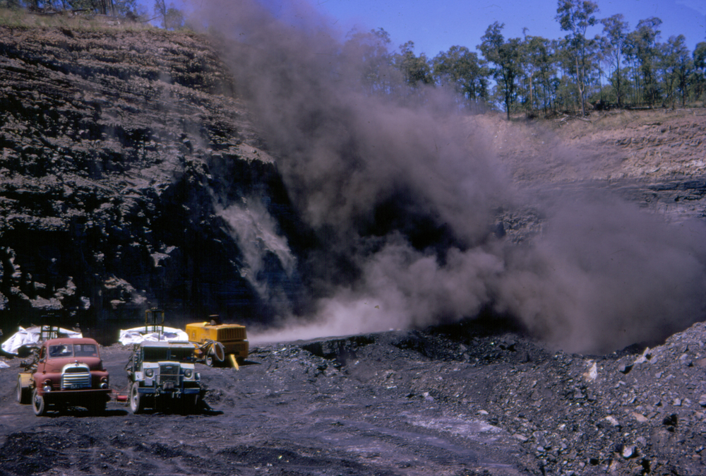 Blasting at Rhondda Mine, Bundamba, Ipswich, c.1970