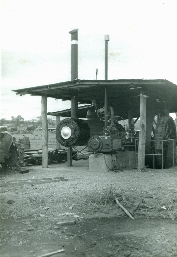 Steam engine at Grandchester Sawmill, Ipswich, 1971-1972