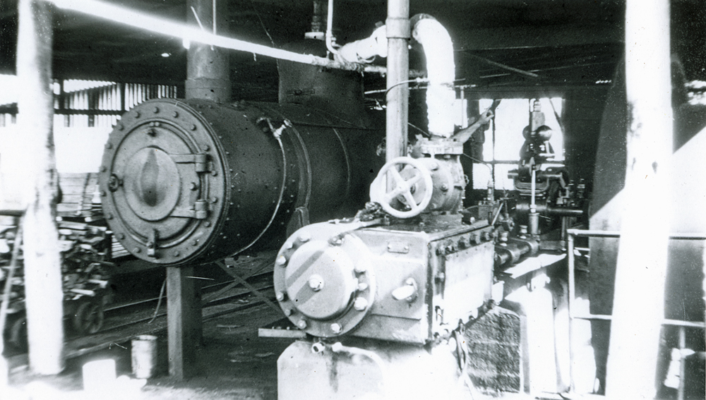 Plant machinery at Grandchester Sawmill, Ipswich, 1970s