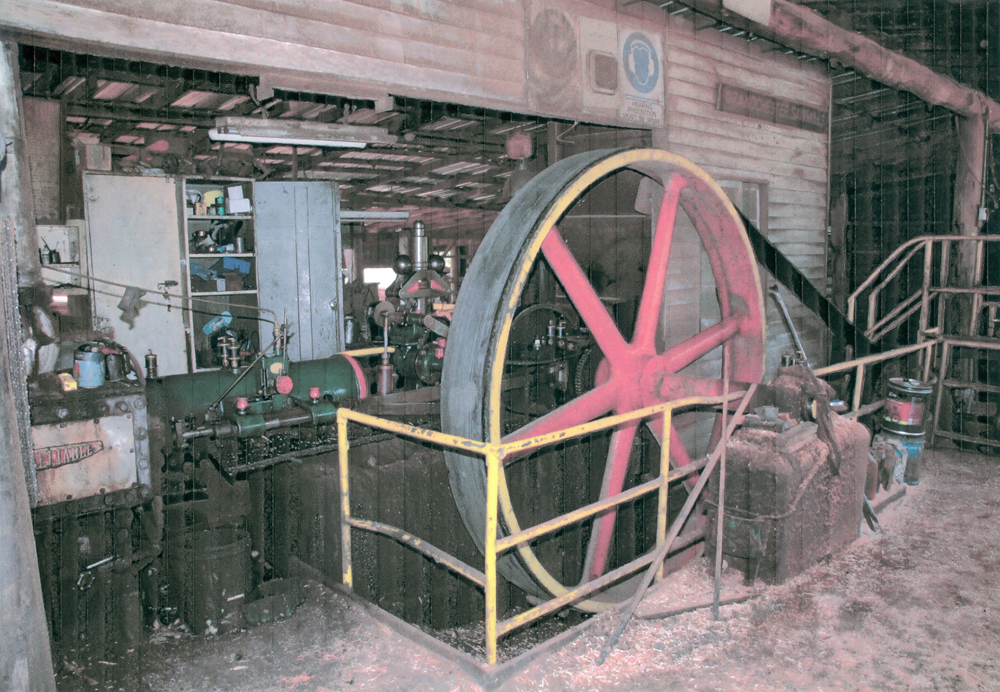 Fly wheel in Grandchester Sawmill, Ipswich, 1980s