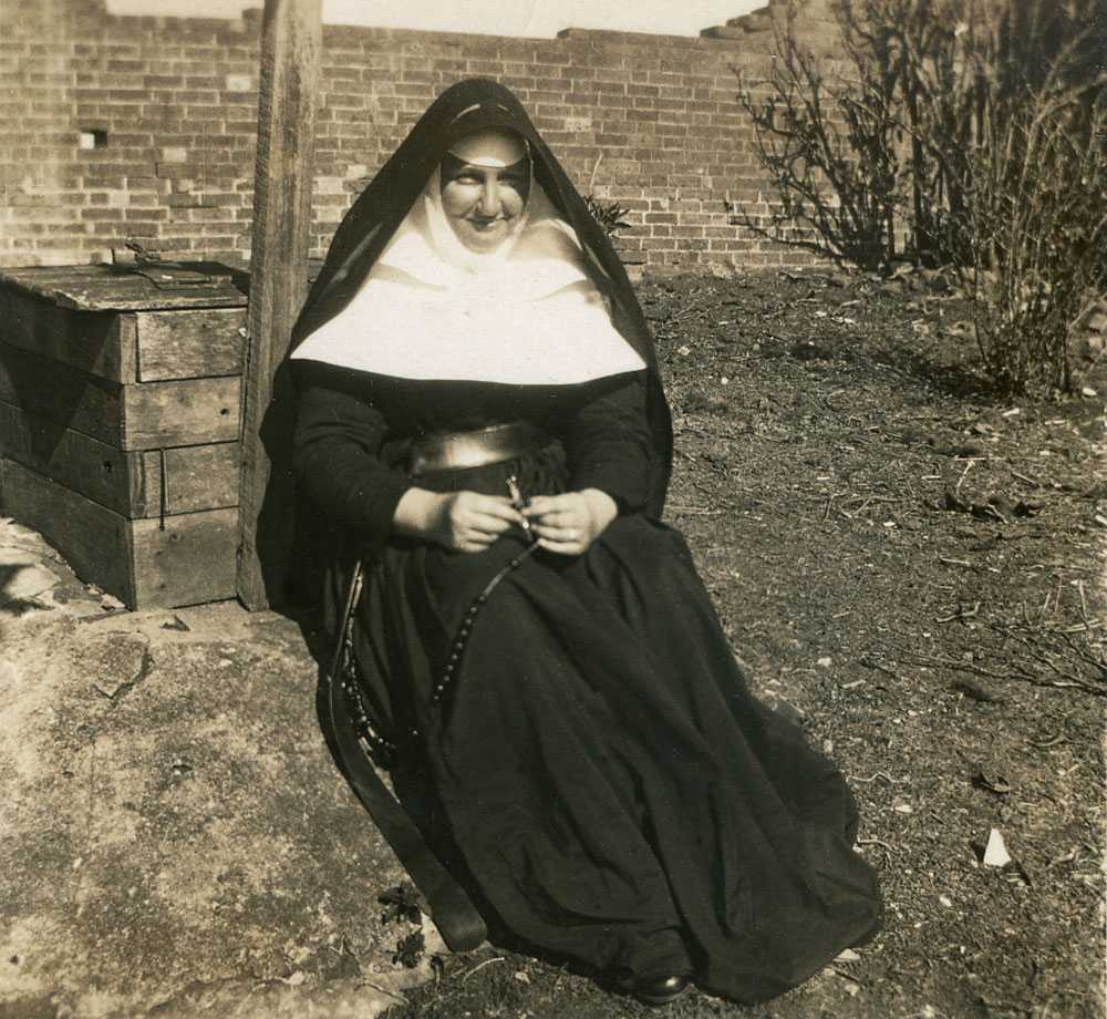Sister Mary Evaristus, at grounds for new catholic church at Booval, Ipswich, c. 1913