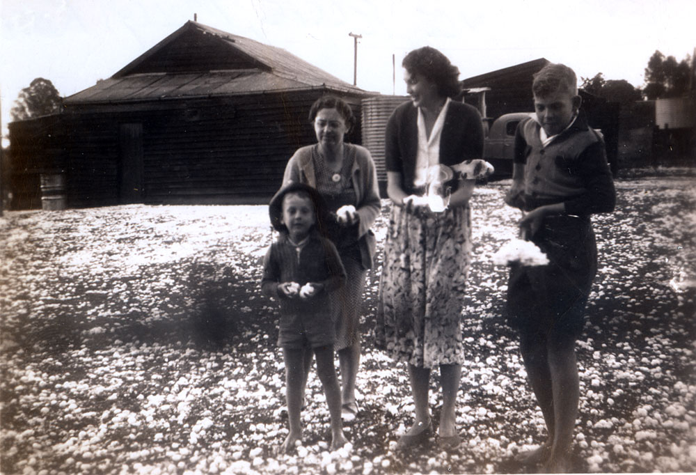 Hail storm at Old Marburg Bakery, Marburg, 1947
