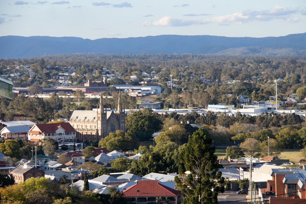 View towards North Ipswich from Denmark Hill, Ipswich, September 2022