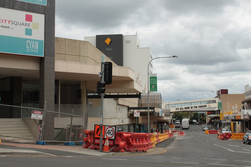 Demolition of Ipswich City Square, Brisbane and Bell Streets, Ipswich, December 2011