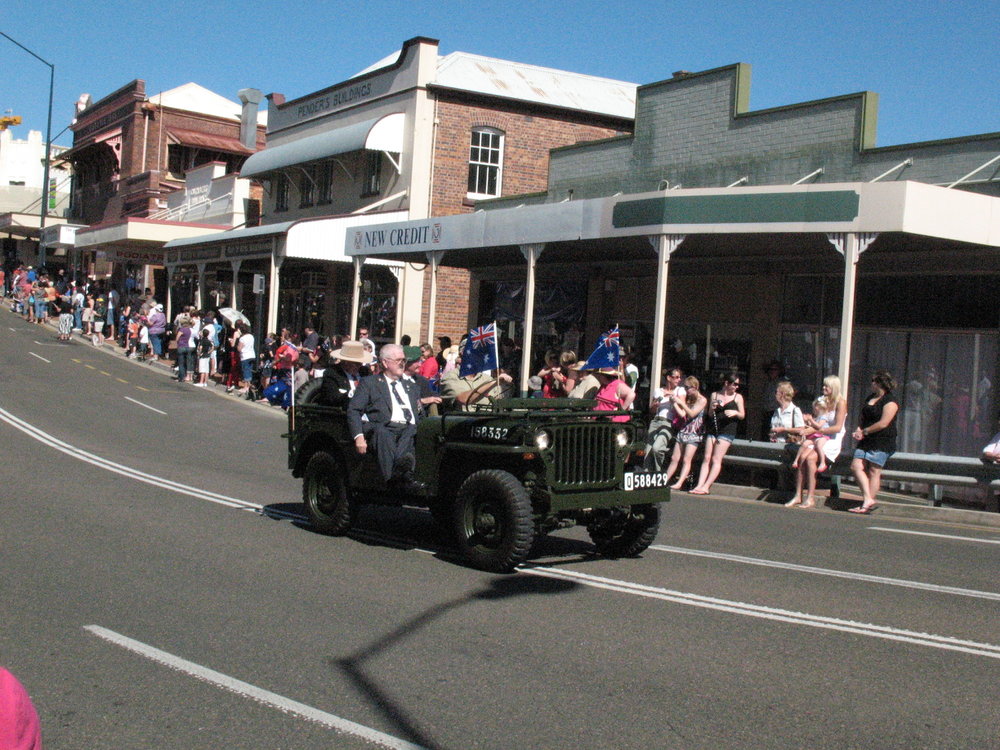 Anzac Day March down Ellenborough Street, towards Timothy Maloney Park, Ipswich, April 2009