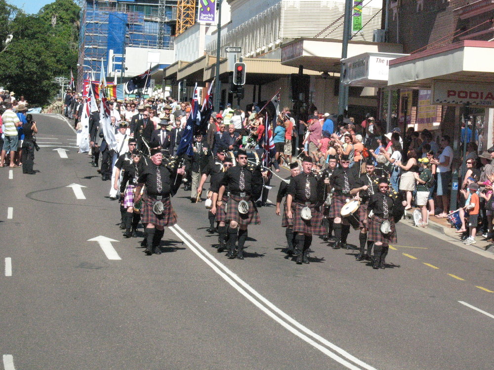 Anzac Day March down Ellenborough Street, towards Timothy Maloney Park, Ipswich, April 2009